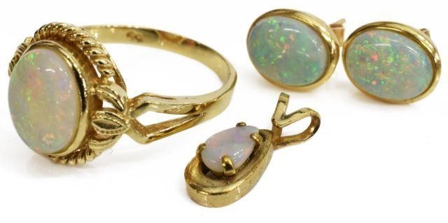 (3) YELLOW GOLD & OPAL RING,