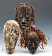 3 ZIMBABWE CARVED MASKS, TALLE