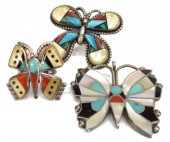 (3) ZUNI INLAID BUTTERFLY JEWE