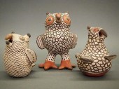 3 ZUNI PUEBLO OWL FIGURESThree
