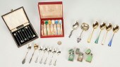 30 ASSORTED ENAMELED SILVER &