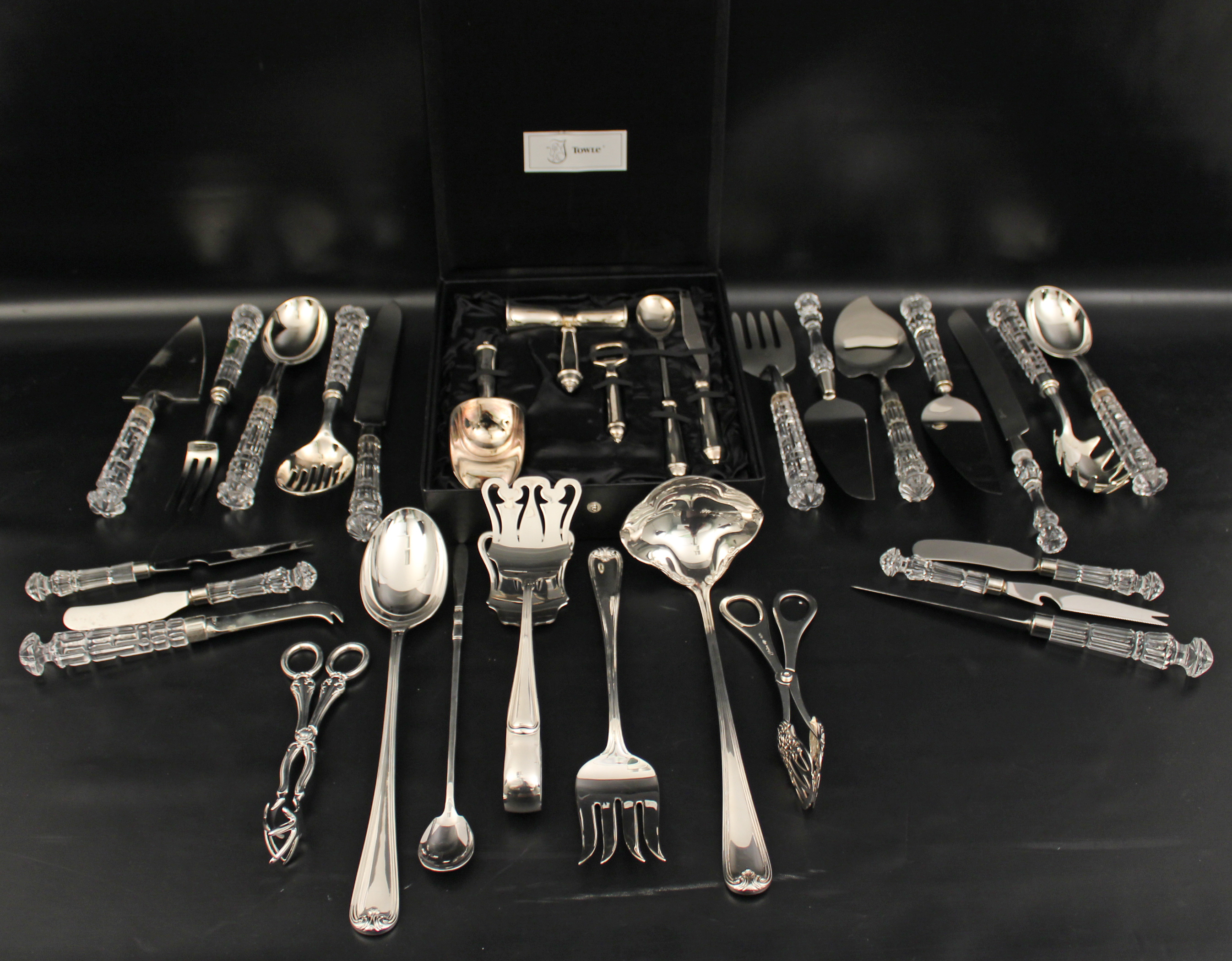 30 PC. LOT OF SILVER AND CRYSTAL