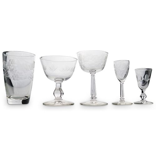 (30 PCS) ETCHED CRYSTAL GLASS