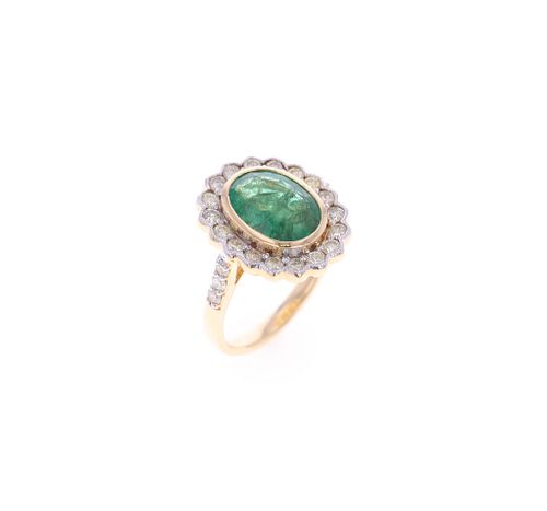 3.03CT EMERALD DIAMOND & 18K YELLOW