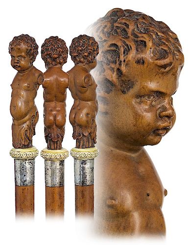31. FIGURAL BOXWOOD CANE -CA.