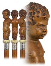 31. FIGURAL BOXWOOD CANE -CA.