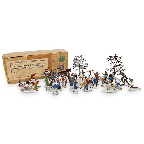 (32 PC) BOX OF PAINTED METAL