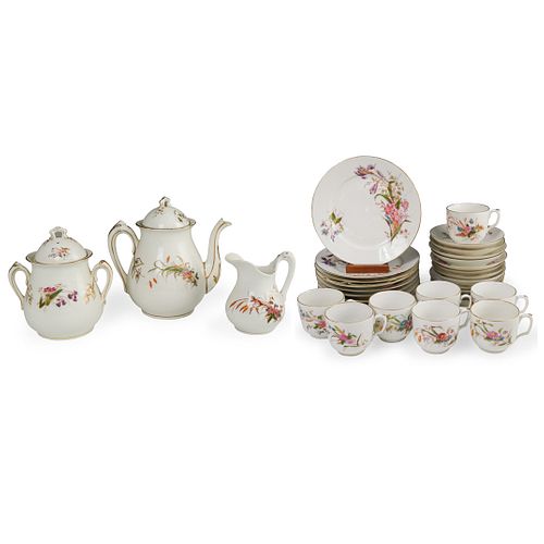 (32 PC) FRENCH FLORAL PORCELAIN TEA