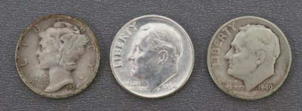 (326) U.S. SILVER DIMES, MERCURY,