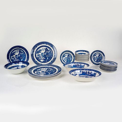 32PC JOHNSON BROS. BLUE WILLOW
