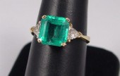 3.35 CT EMERALD RING WITH .5 C