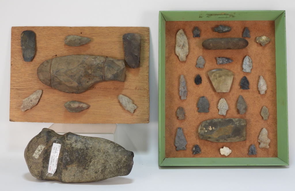 33PC NATIVE AMERICAN STONE AXE &