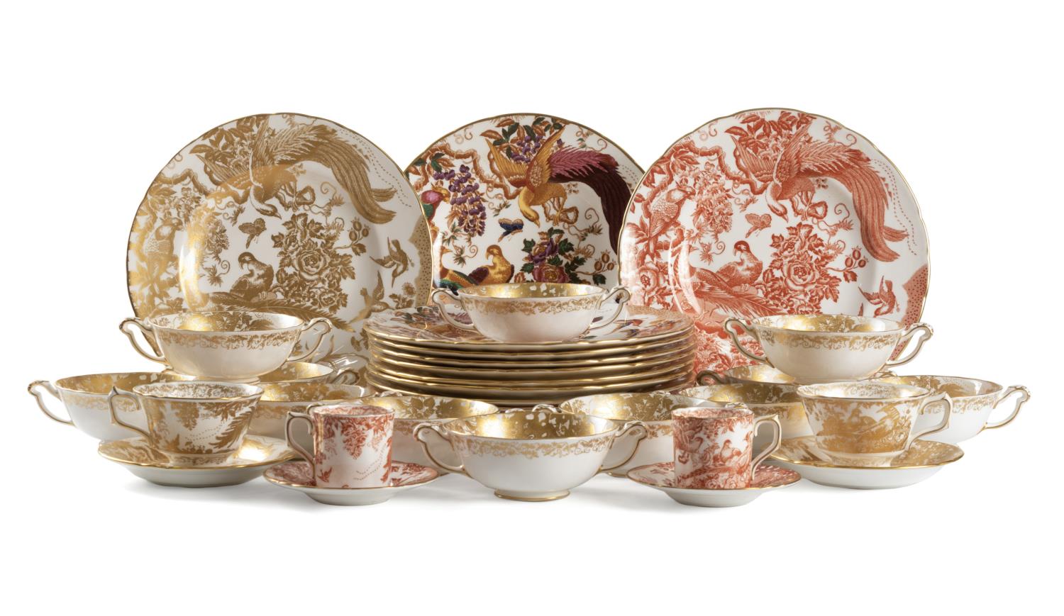 33PC RED & GOLD 'AVES' PARTIAL