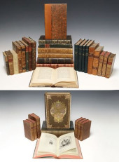 (34) ANTIQUE FRENCH LEATHER-BO
