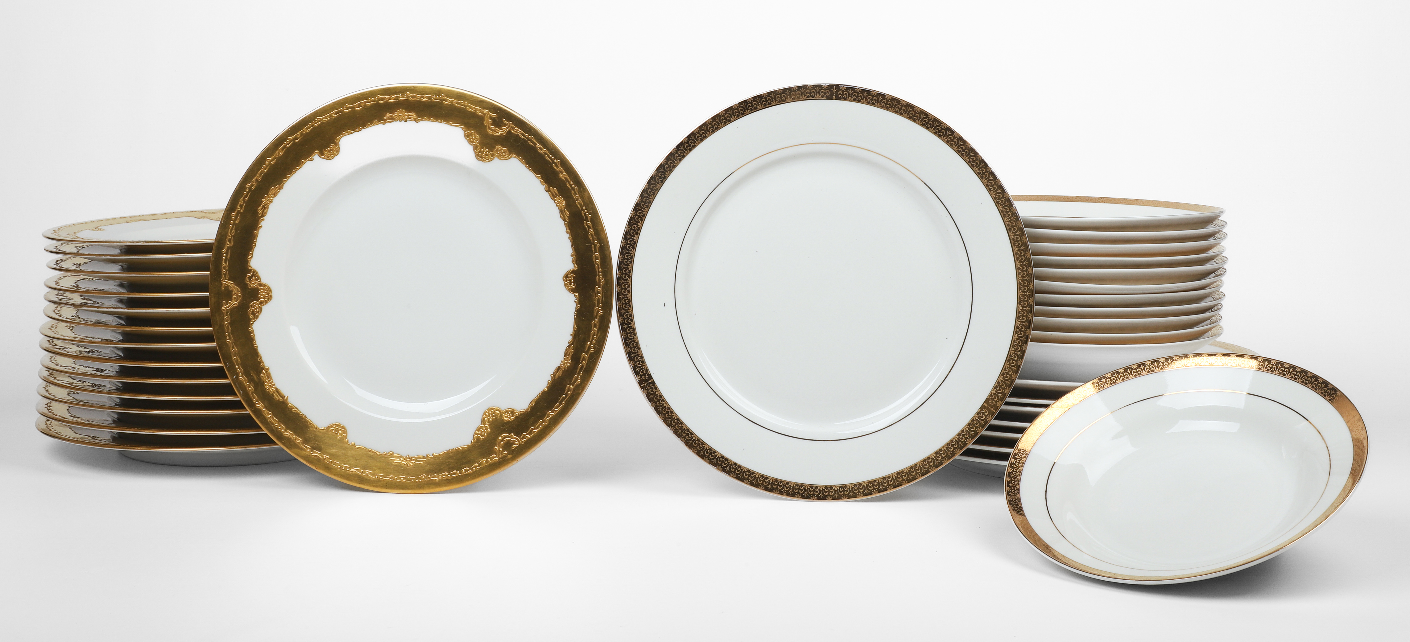 (34) Pcs gold rimmed porcelain