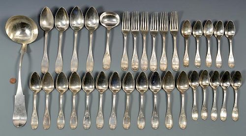 34 PCS. OLIVE PATTERN FLATWARE,