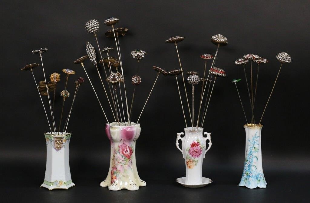 34 VINTAGE RHINESTONE HATPINS