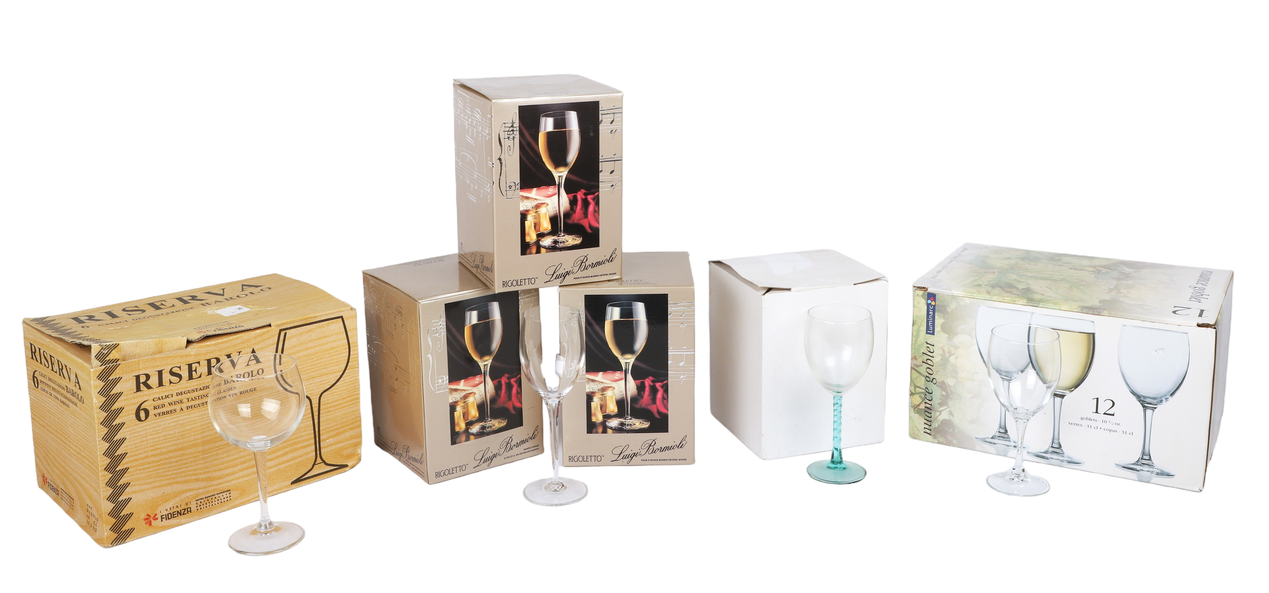 (34) Wine glasses, in original
