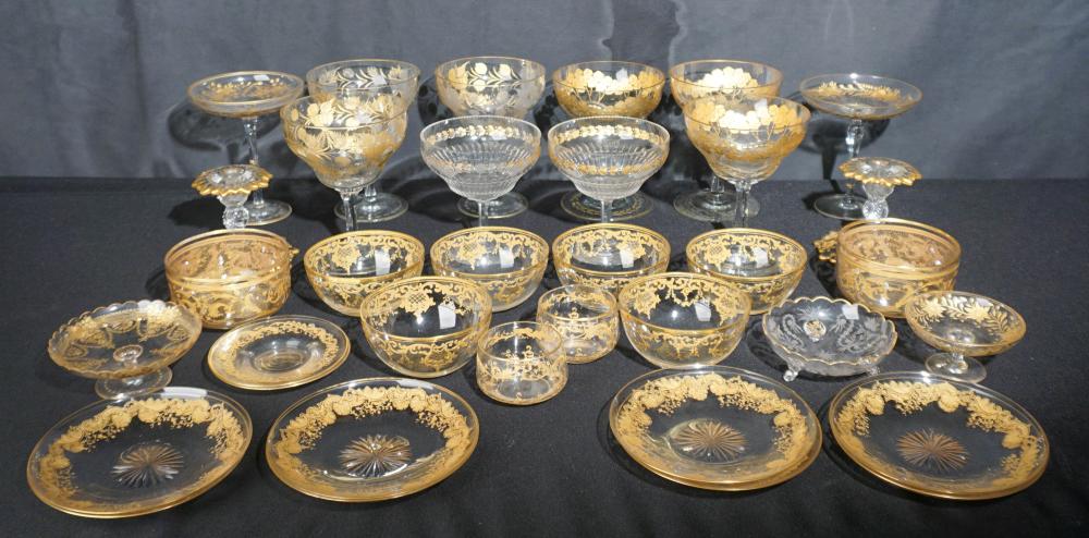 35 ASSEMBLED GILT DECORATED CRYSTAL