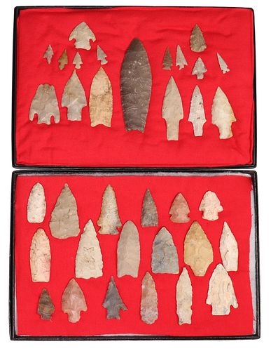 (35) STONE ARROWHEADS &AMP; SPEAR