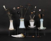 35 VINTAGE HATPINS WITH HOLDER