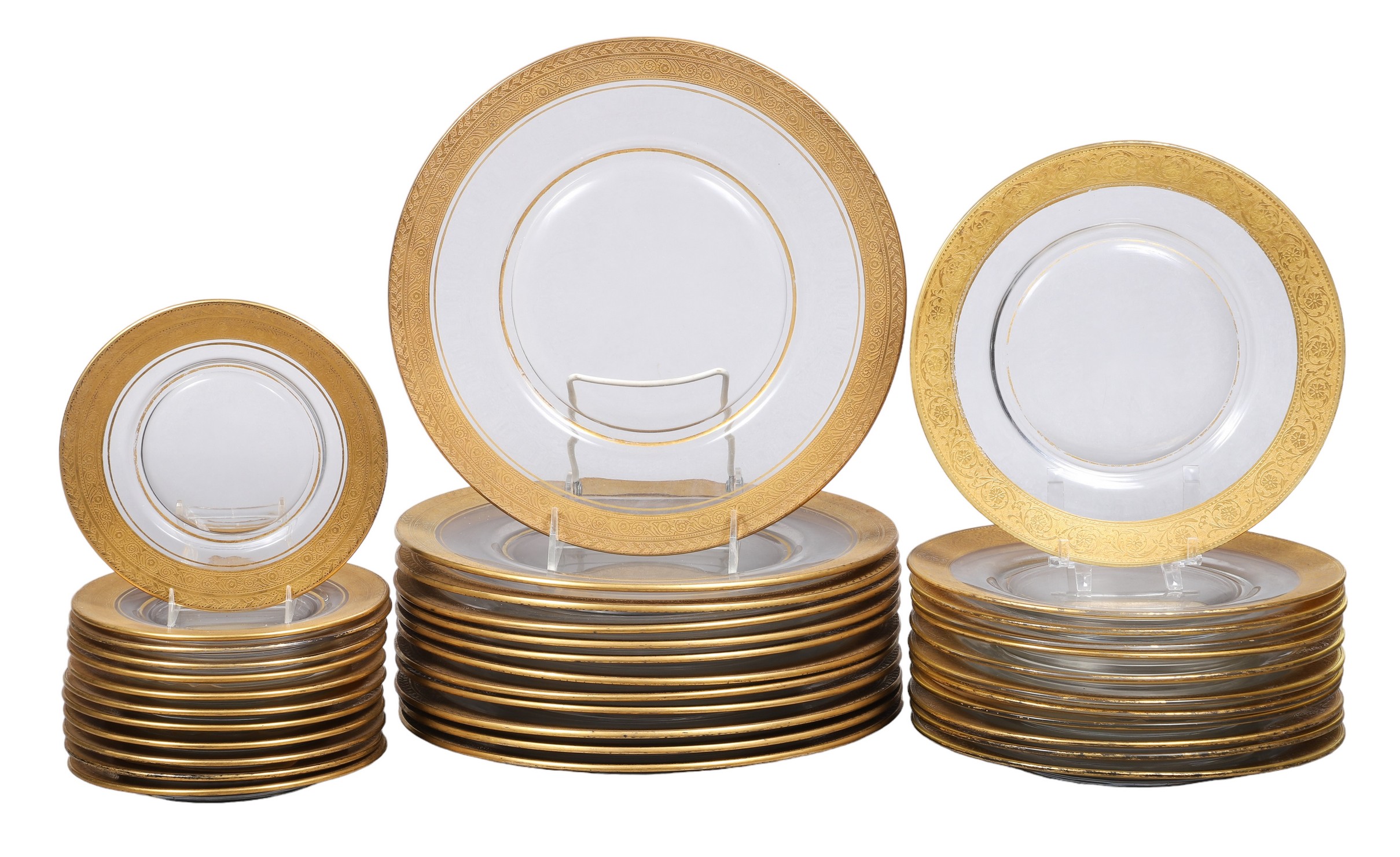 (36) Gilt edge glass plates to