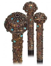 36. SILVER GILT AND JEWELED DR