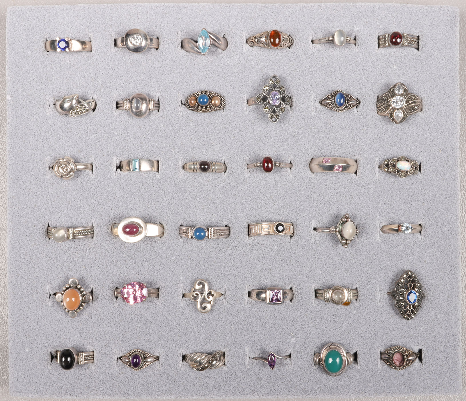 (36) Sterling and stone rings