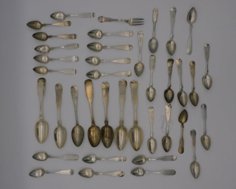 (37) COIN SILVER PIECES. 19TH