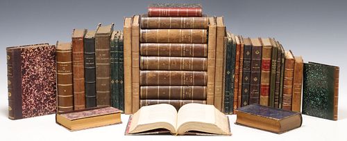 (37) FRENCH LEATHER-BOUND LIBRARY