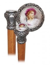 37. SILVER AND PORCELAIN BELLE