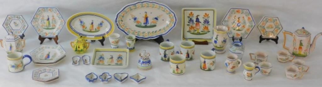 38 PIECES OF QUIMPER TABLEWARE.