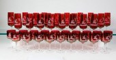 39 BOHEMIAN RUBY ETCHED GLASS
