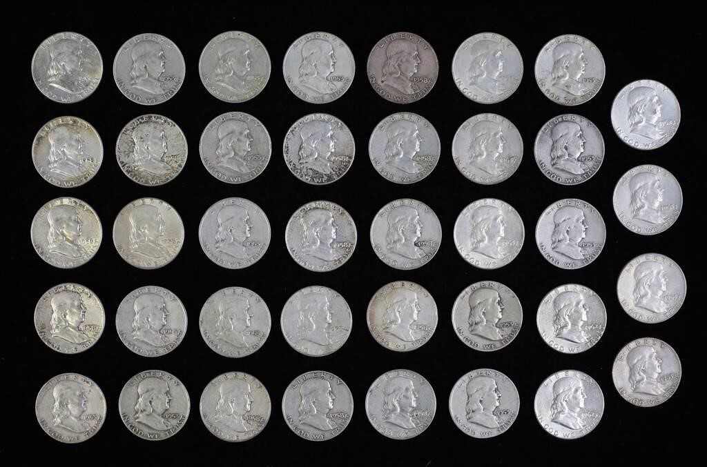 39 FRANKLIN HALF DOLLARS14 1953