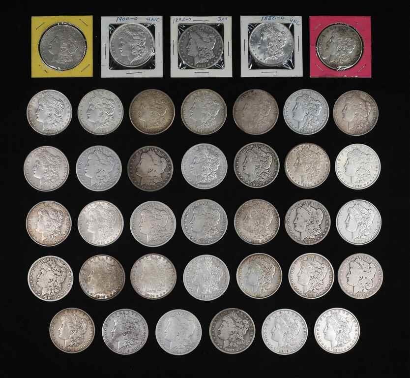 39 MORGAN SILVER DOLLARS8-1921,