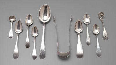 39 pieces coin silver flatware: