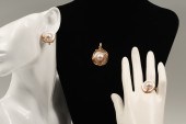 3PC 14K BLISTER PEARL & DIAMON