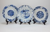 3PC 18C CHINESE BLUE AND WHITE