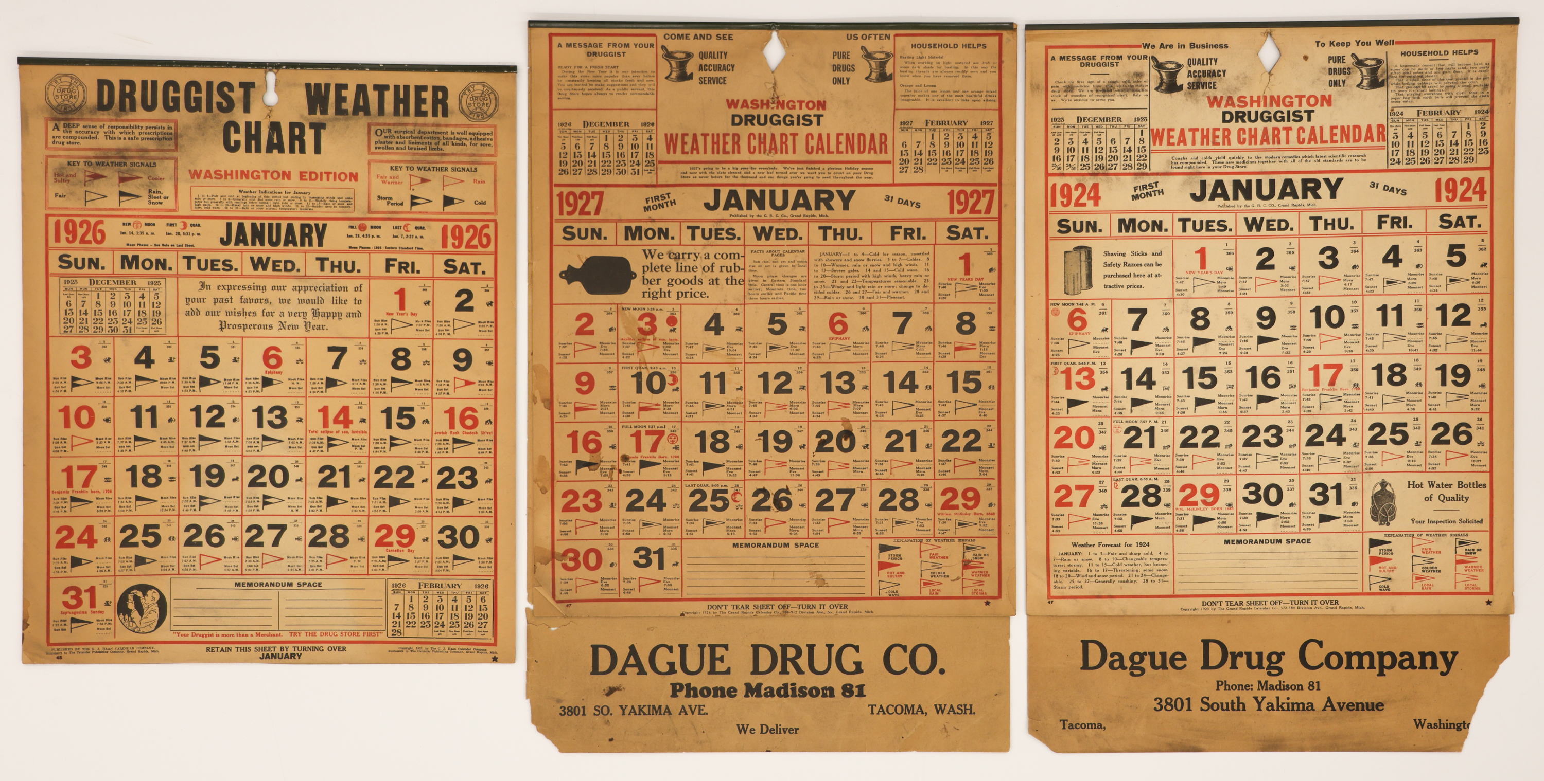 3pc 1920's Dague Drug Company