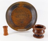 3PC 19C CARVED WOOD TREENWARE
