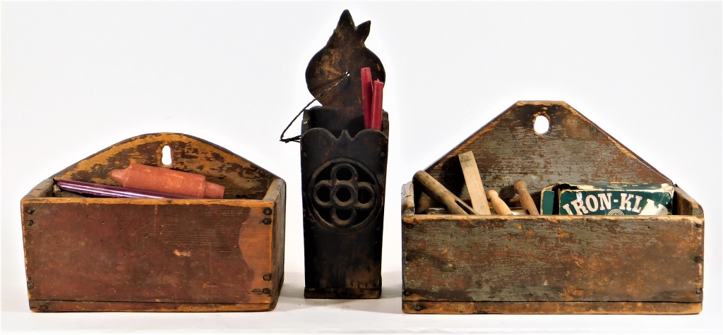 3PC 19C PRIMITIVE FOLK ART WOODEN