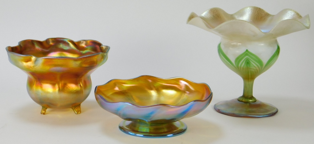 3PC AFT. TIFFANY FAVRILE GLASS