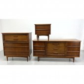 3pc American Modern Walnut Bed