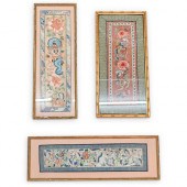 (3PC) ANTIQUE CHINESE SILK EMB