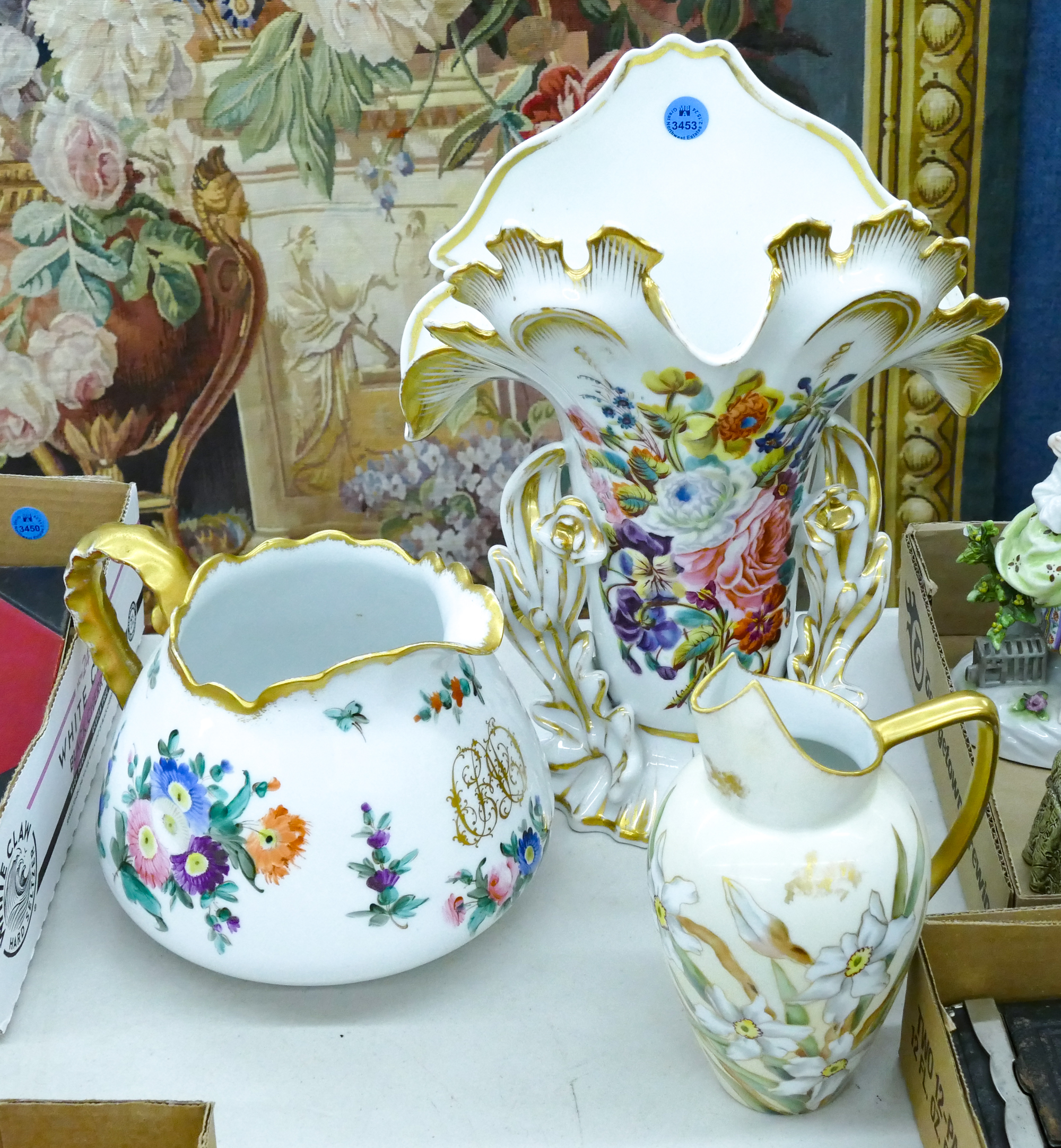 3pc Antique Floral Hand Painted