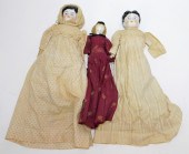 3PC ANTIQUE PORCELAIN HEAD DOL