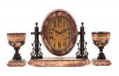 3PC ART DECO MARBLE CLOCK GARN