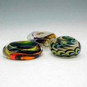 3PC ART GLASS ARTIST SIGNED PA