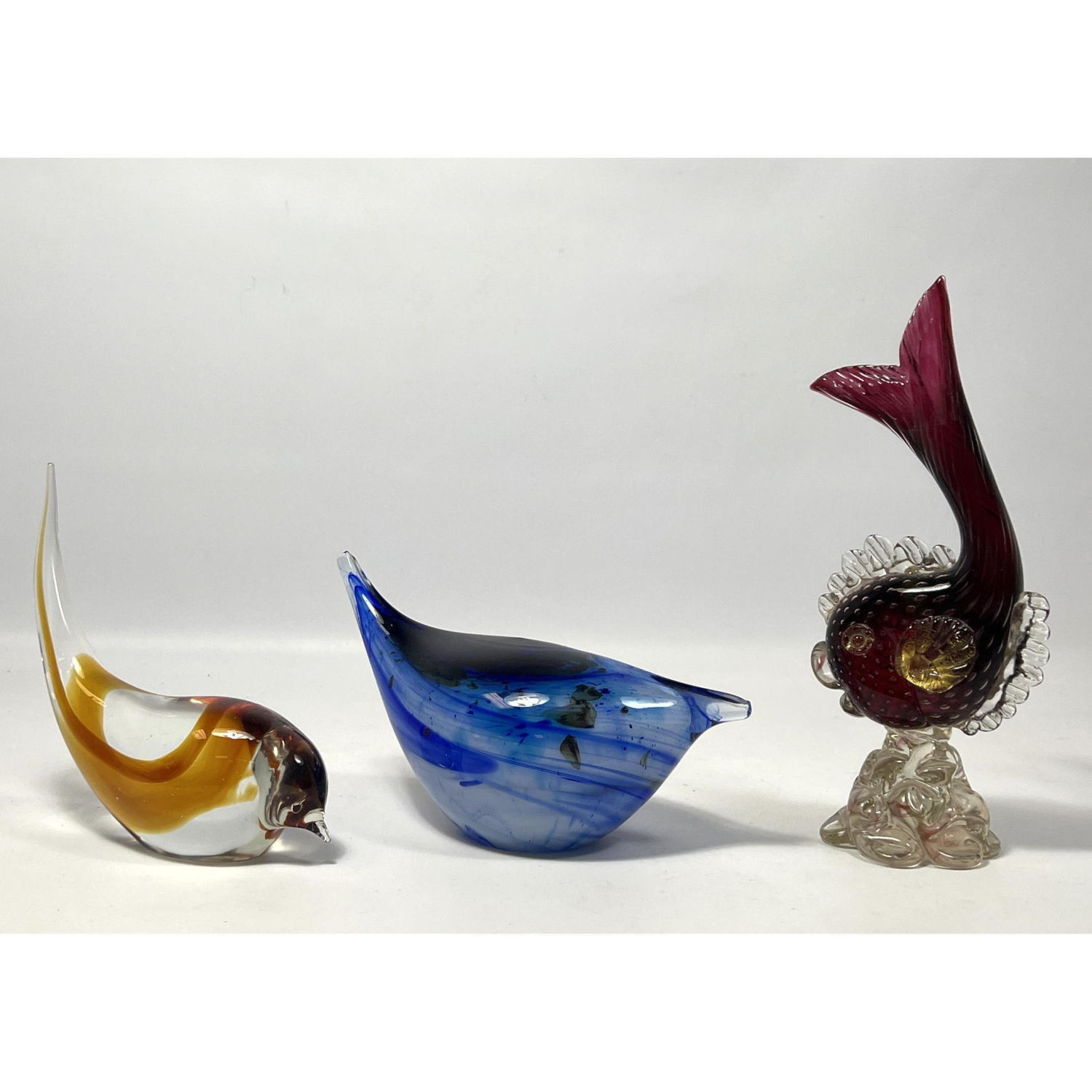 3pc Art Glass Figural Sculptures.