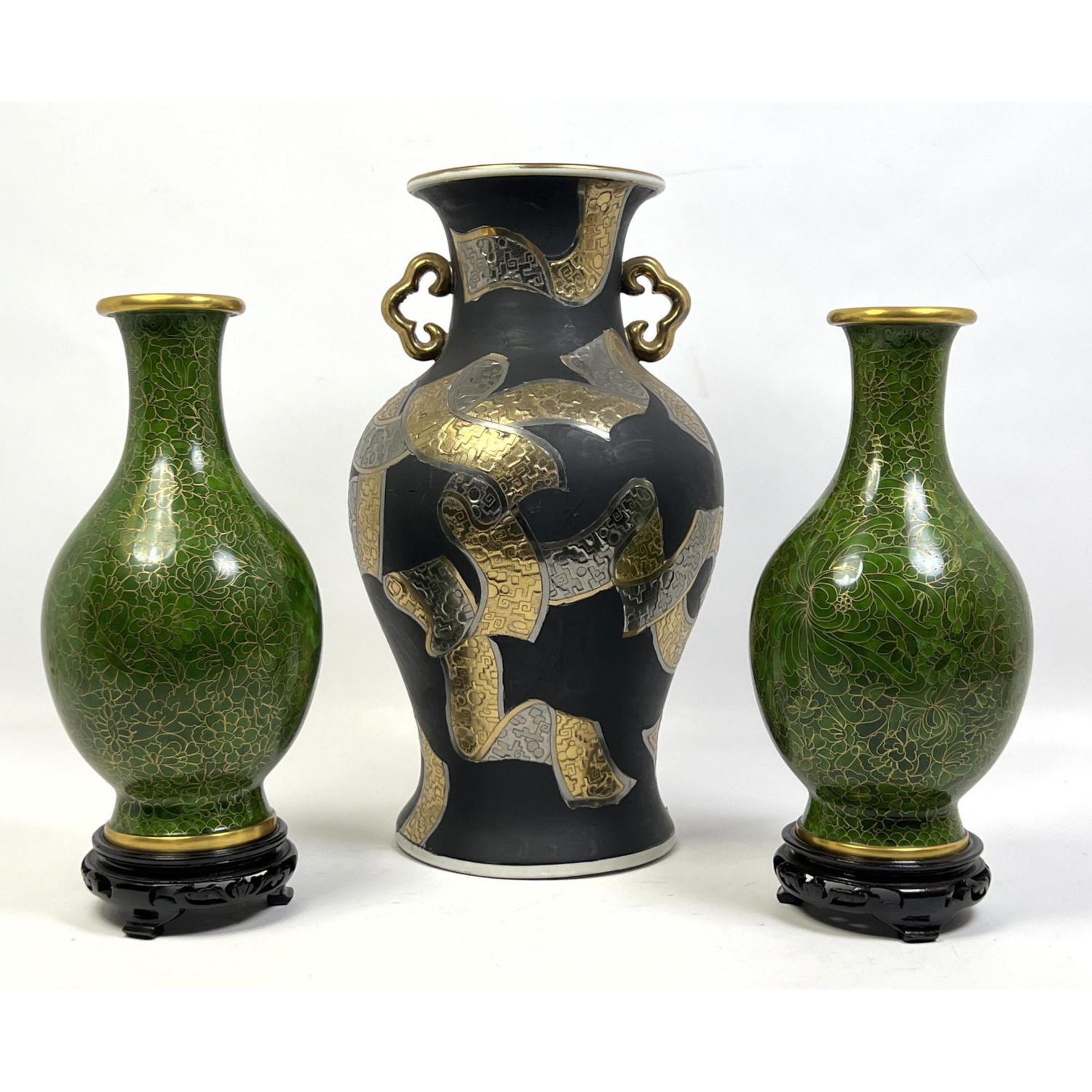 3pc Asian Vases. Pr of Chinese